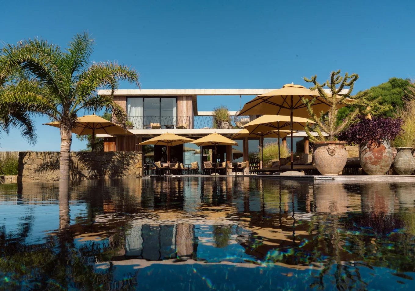 Poolside villa with parasols